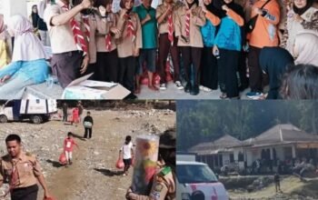 Pramuka Kwarcab Sawahlunto Distribusikan Bantuan Bencana Sumbar ke Dusun Batua Cacang Subarang Kabupaten Solok